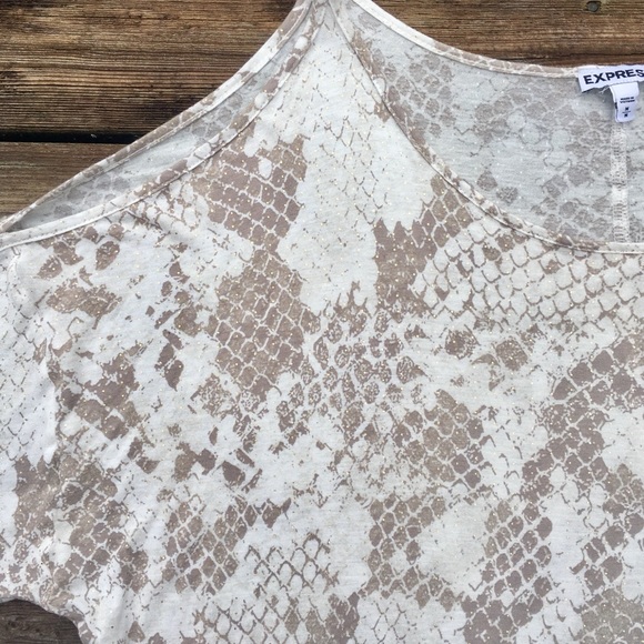 Express “Cold Shoulder” Snake Print Top - Picture 3 of 4